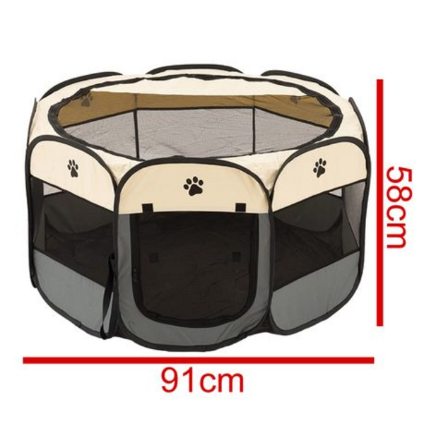 Portable Pet Playpen with Carry Bag (91cm x 91cm x 58cm)