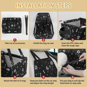 Portable Pet Booster Car Seat with Clip-On Safety Leash & PVC Frame - Image 3