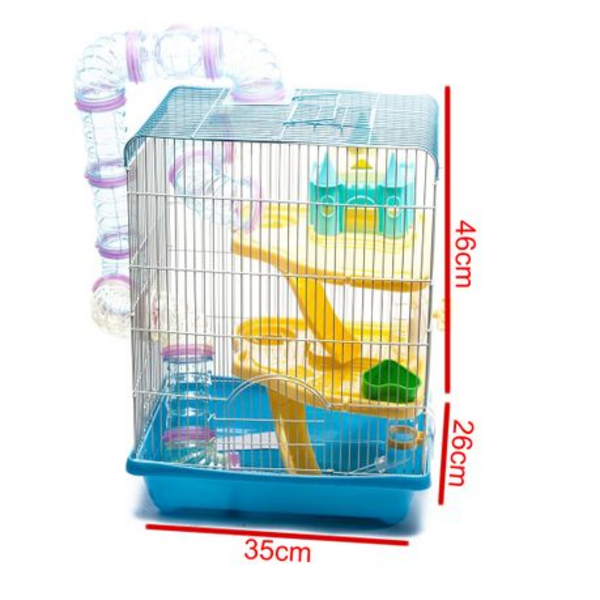 Multi-Level Hamster Cage With Tunnel (35cm X 26cm X 46cm)