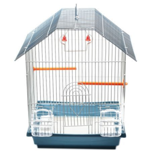 Pitched Roof Bird cage with Accessories 36x28x46cm