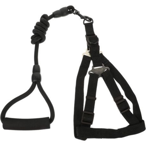 Adjustable No-Pull Dog Harness & Leash Set - Medium (Black)