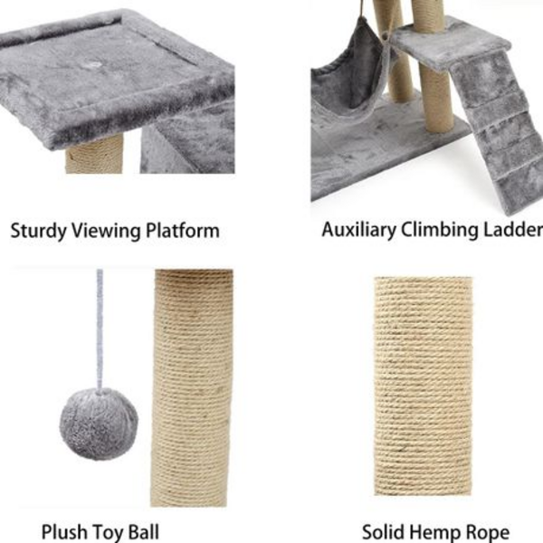 140cm Multi-Level Cat Tree with Condo, Hammock, Basket Bed & Scratch Posts