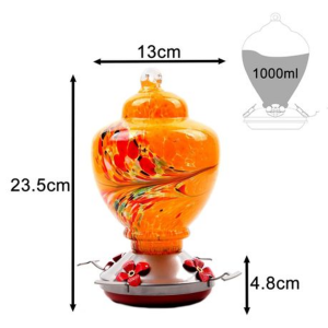 Hand Blown Glass Hummingbird Feeder (1000ML) - Image 8