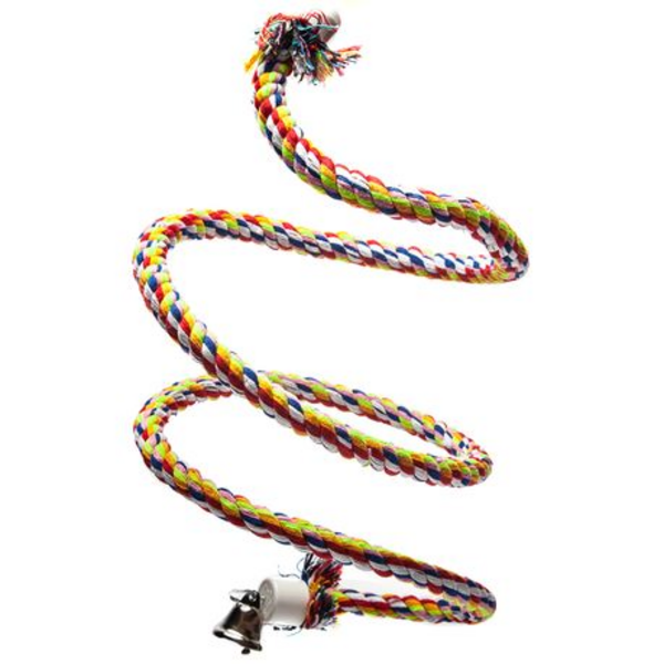 Parrot World Rope Perch Bird Toy with Bell Medium