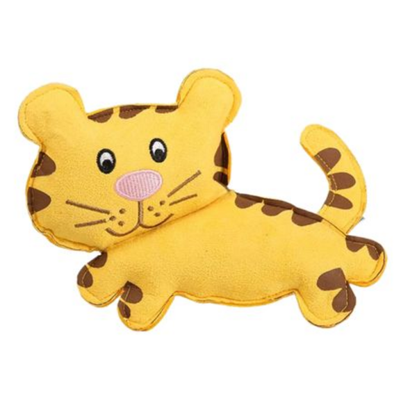 Plush & Squeaky Tiger Dog Toy - Soft Suede Finish (19.5cm x 13cm)