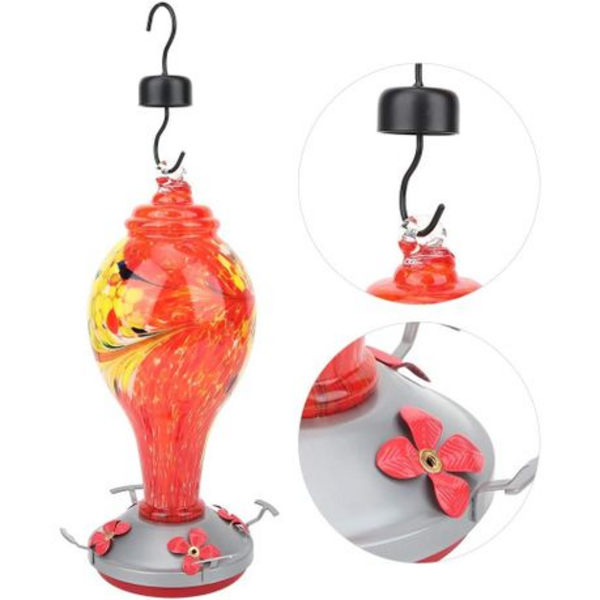 Handcrafted Blown Glass Hummingbird Feeder (1000ML)