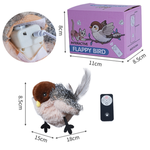 Cat Toy Flapping Wings And Making Sound Sparrow - Interactive Relaxation