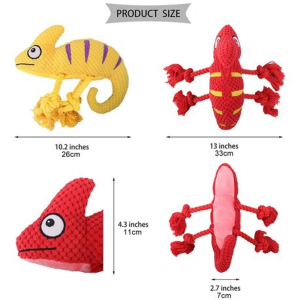 Squeaky Chameleon Rope Dog Toy (26cm) - Plush Chew & Tug Toy - Image 3