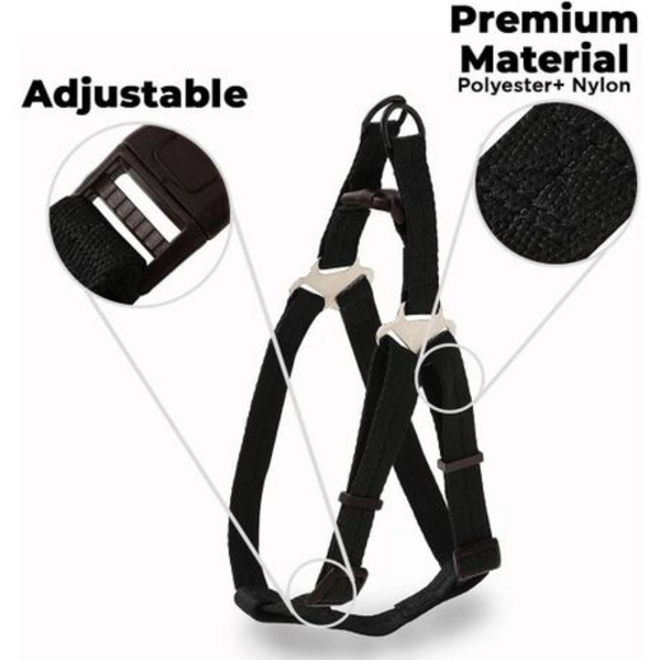Adjustable No-Pull Dog Harness & Leash Set - Medium (Black)