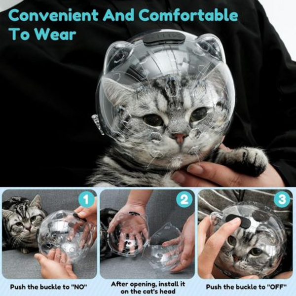 Cat Muzzle Dome Helmet - Large 14cm Anti-Bite Mask for Cats 5kg +