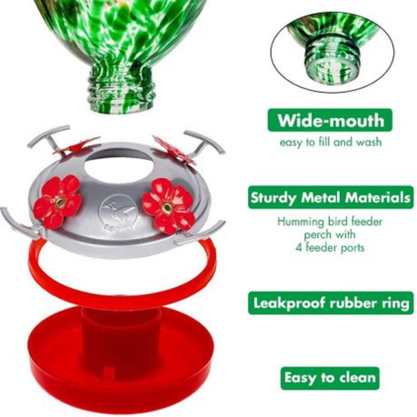 Hand Blown Glass Hummingbird Feeder (1000ML)