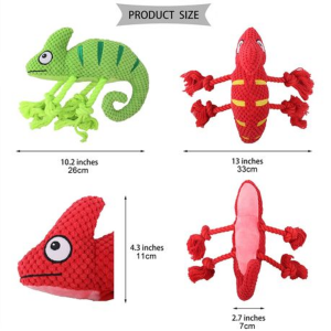 Squeaky Chameleon Rope Dog Toy (26cm) - Plush Chew & Tug Toy - Image 19