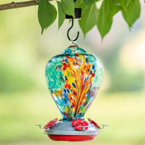 Hand Blown Glass Hummingbird Feeder (1000ML) - Image 4