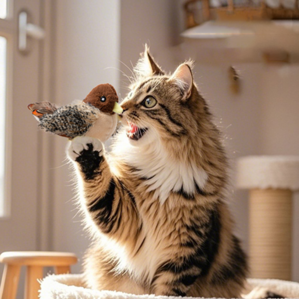 Cat Toy Flapping Wings And Making Sound Sparrow - Interactive Relaxation