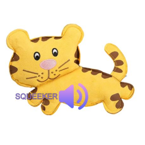 Plush & Squeaky Tiger Dog Toy - Soft Suede Finish (19.5cm x 13cm) - Image 2