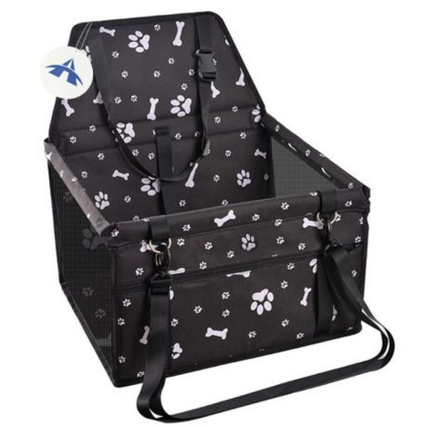 Portable Pet Booster Car Seat with Clip-On Safety Leash & PVC Frame
