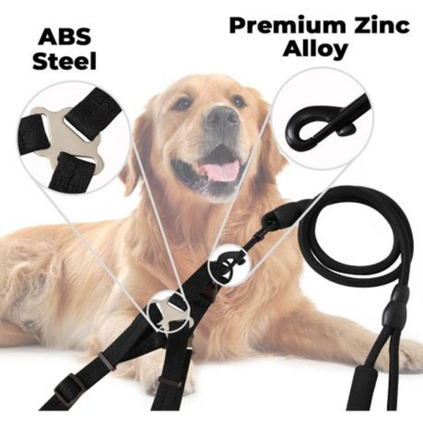 Adjustable No-Pull Dog Harness & Leash Set - Medium (Black)