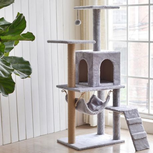 140cm Multi-Level Cat Tree with Condo, Hammock, Basket Bed & Scratch Posts - Image 4