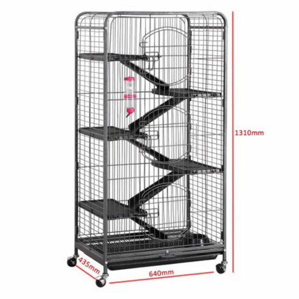 Small Animal 5 Tier Cage with Ramps & Accessories (64x43.5x131cm)