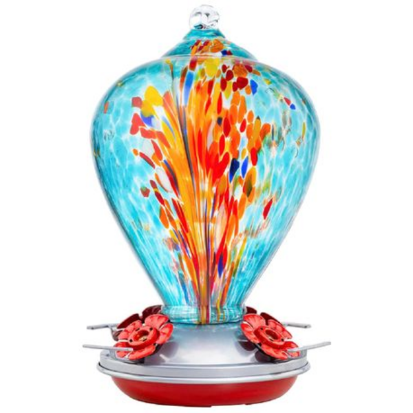 Hand Blown Glass Hummingbird Feeder (1000ML)