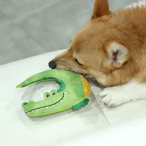 Plush & Squeaky Crocodile Dog Toy - Soft Suede Finish (20cm x 16cm) - Image 2
