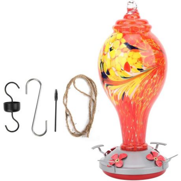 Handcrafted Blown Glass Hummingbird Feeder (1000ML)