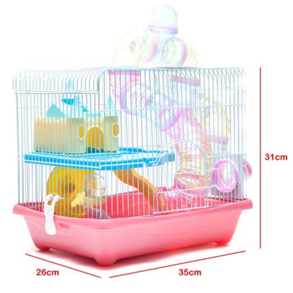 YOUDA Pink Hamster Cage with Accessories (35cm X 31cm X 26cm)