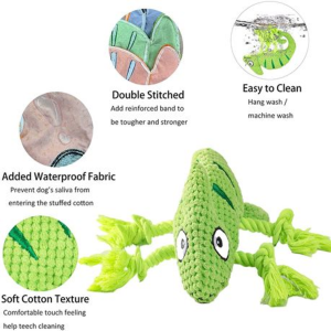 Squeaky Chameleon Rope Dog Toy (26cm) - Plush Chew & Tug Toy - Image 20