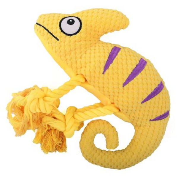 Squeaky Chameleon Rope Dog Toy (26cm) - Plush Chew & Tug Toy