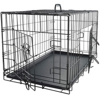 90cm Foldable Steel Pet Crate with Double Doors & Removable Tray