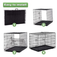 90cm Foldable Steel Pet Crate with Double Doors & Removable Tray - Image 3