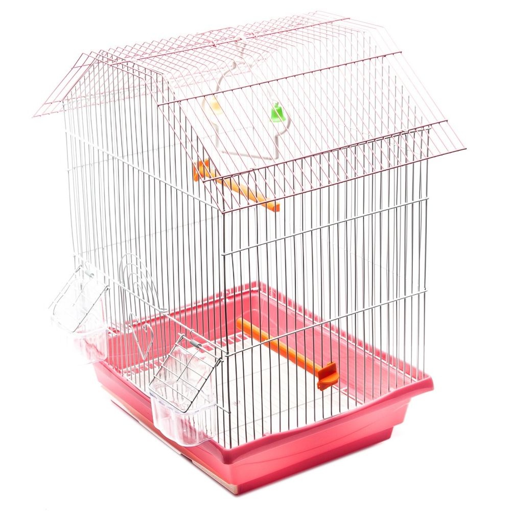 Pitched Roof Bird cage with Accessories 36x28x46cm