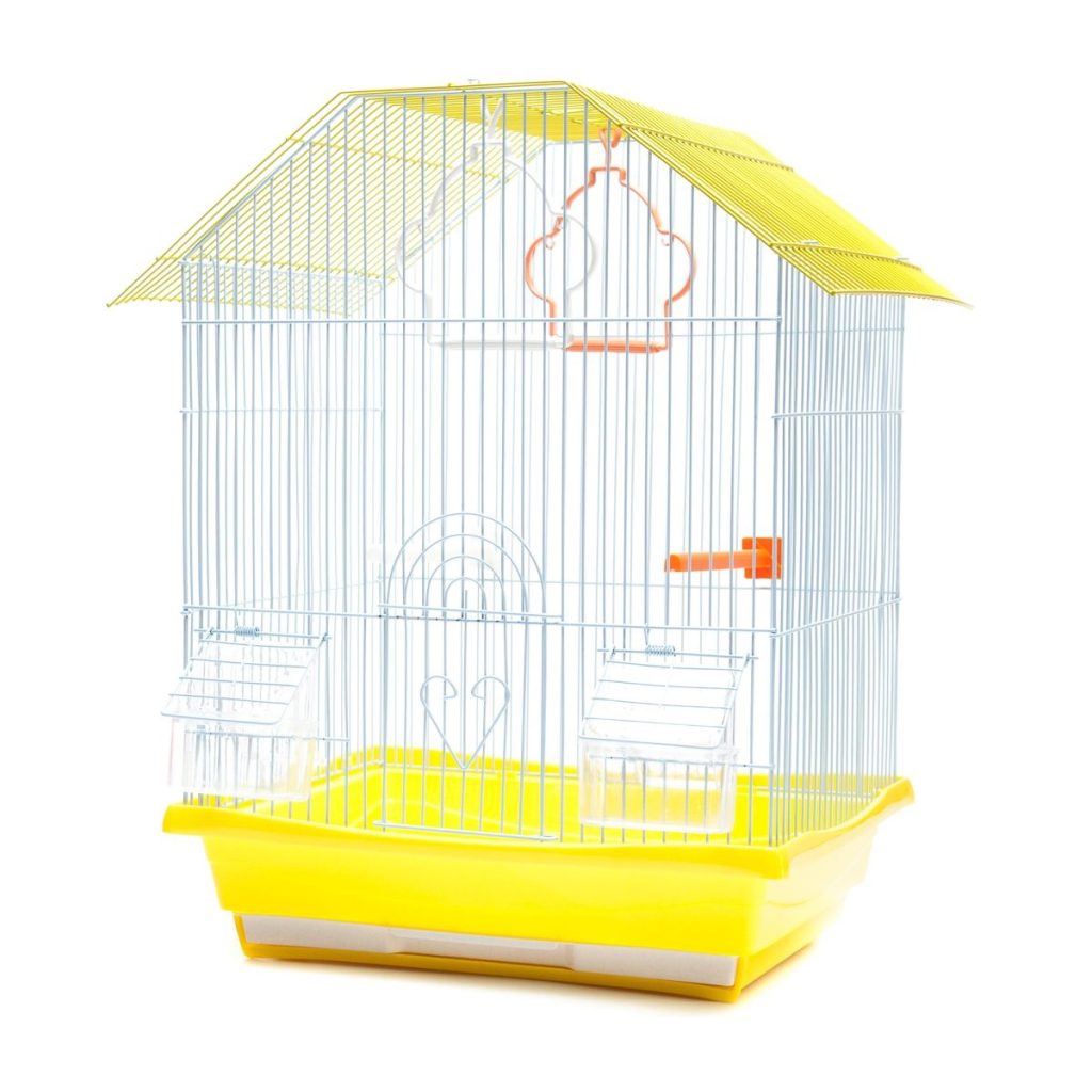 Pitched Roof Bird cage with Accessories 36x28x46cm