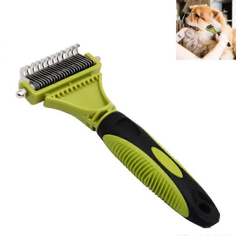 Pet Cat & Dog Double-Sided Open Knot Comb – Dematting & Deshedding Tool (Green) - Image 2