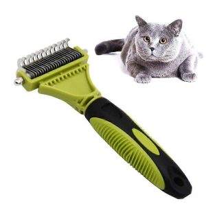 Pet Cat & Dog Double-Sided Open Knot Comb – Dematting & Deshedding Tool (Green)