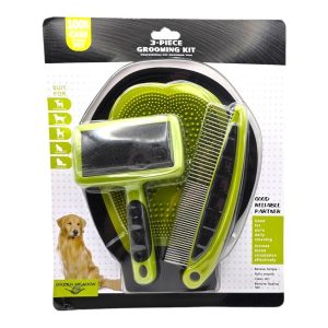 Green Meadow 3-in-1 Pet Grooming Set – Brush, Comb & Bath Brush Kit