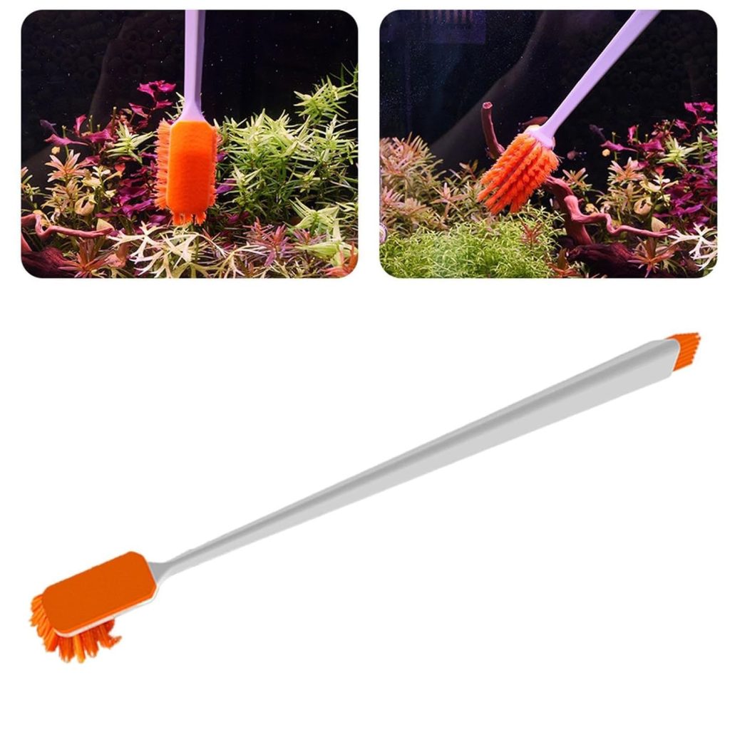 Qanvee Long Handle Aquarium Cleaning Brush – Dual Head Algae Cleaner