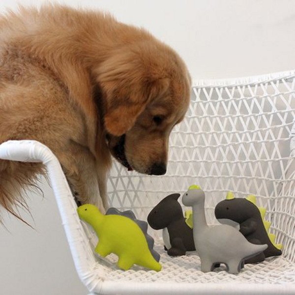 Latex Stegosaurus Dog Toy with Squeaker - Non-Toxic Natural Rubber (19cm)