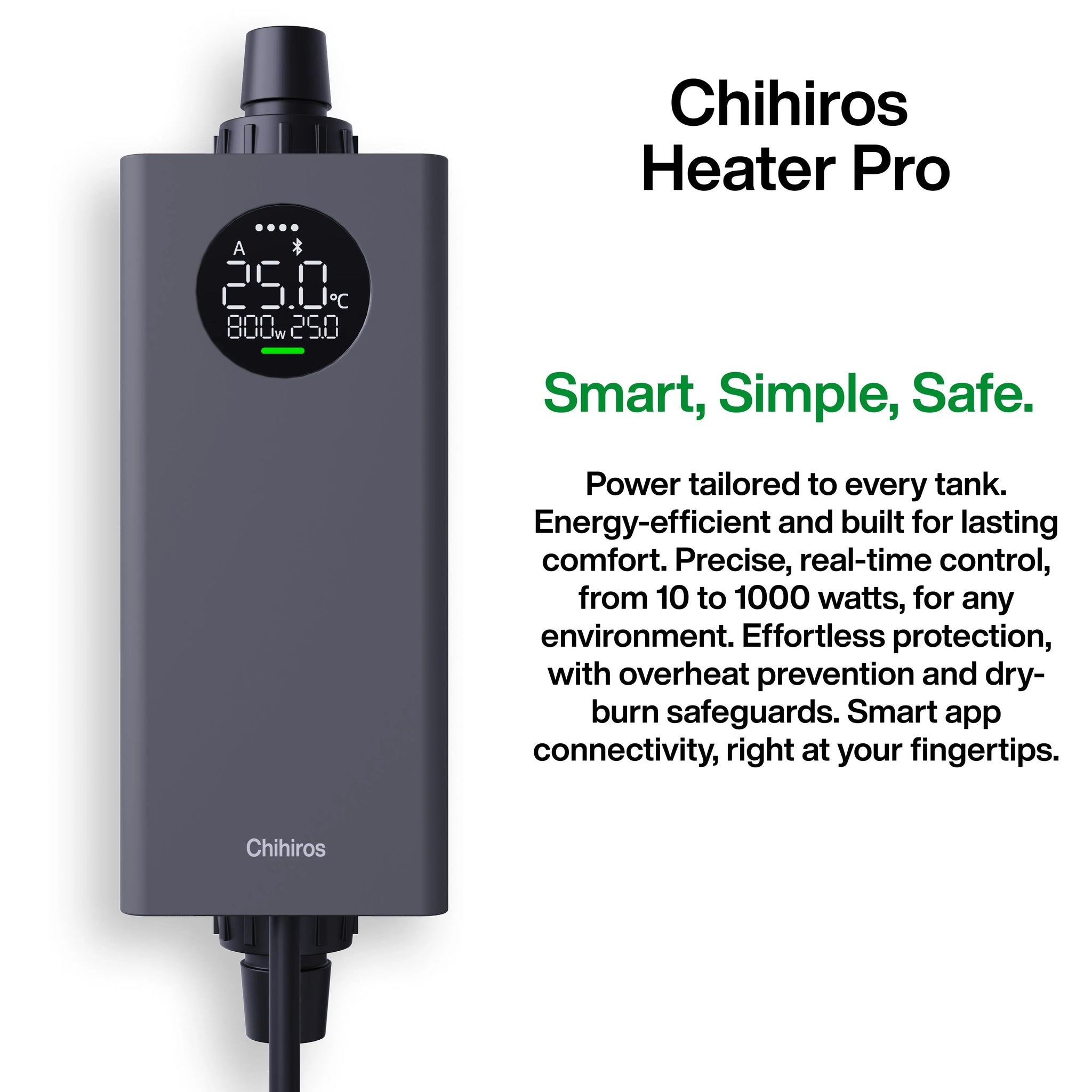 Chihiros Heater Pro EU Version 10–1000W – Inline Aquarium Heater (16/22mm) - Image 8