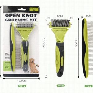 Green Meadow Open Knot Grooming Kit – 2-Piece Dematting & Deshedding Set - Image 2