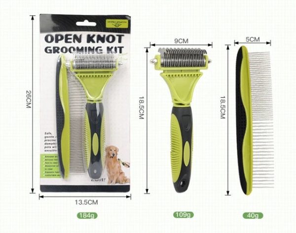 Green Meadow Open Knot Grooming Kit – 2-Piece Dematting & Deshedding Set