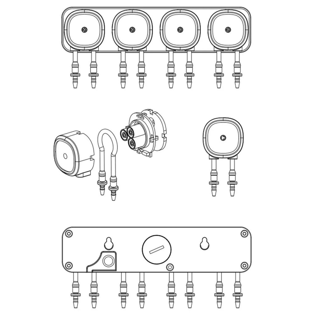 Chihiros Complete Dosing System Kit – 2 Head / 4 Head + Containers + Tube Holder + Tubing
