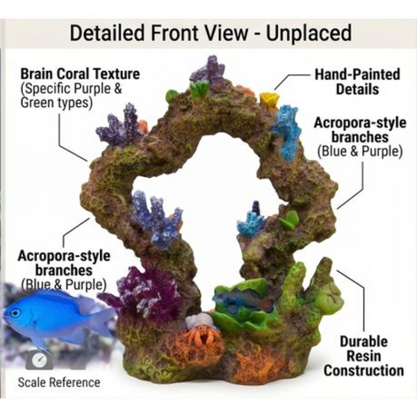 Coral Arch Resin Aquarium Ornament 21cm - Reef Rock Cave Decor