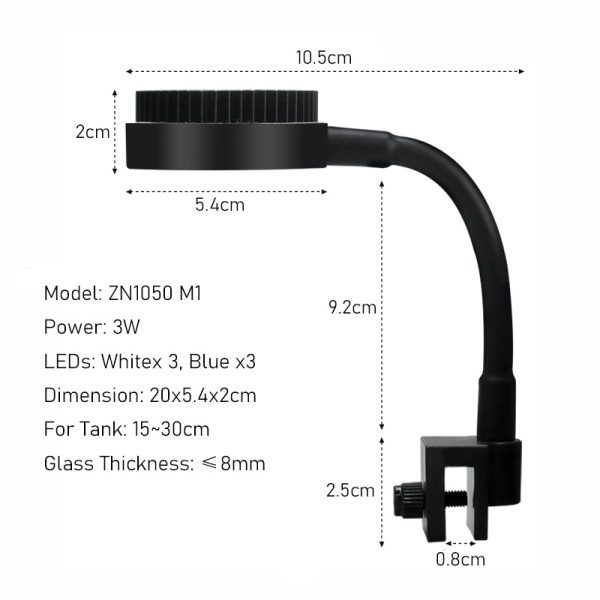 Zetlight ZN1050 M1 Mini Tank Adjustable LED Light (3W)