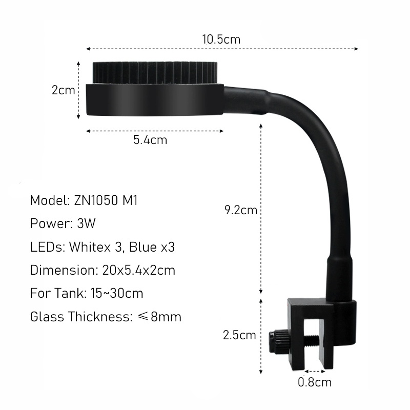 Zetlight ZN1050 M1 Mini Tank Adjustable LED Light (3W) - Image 7