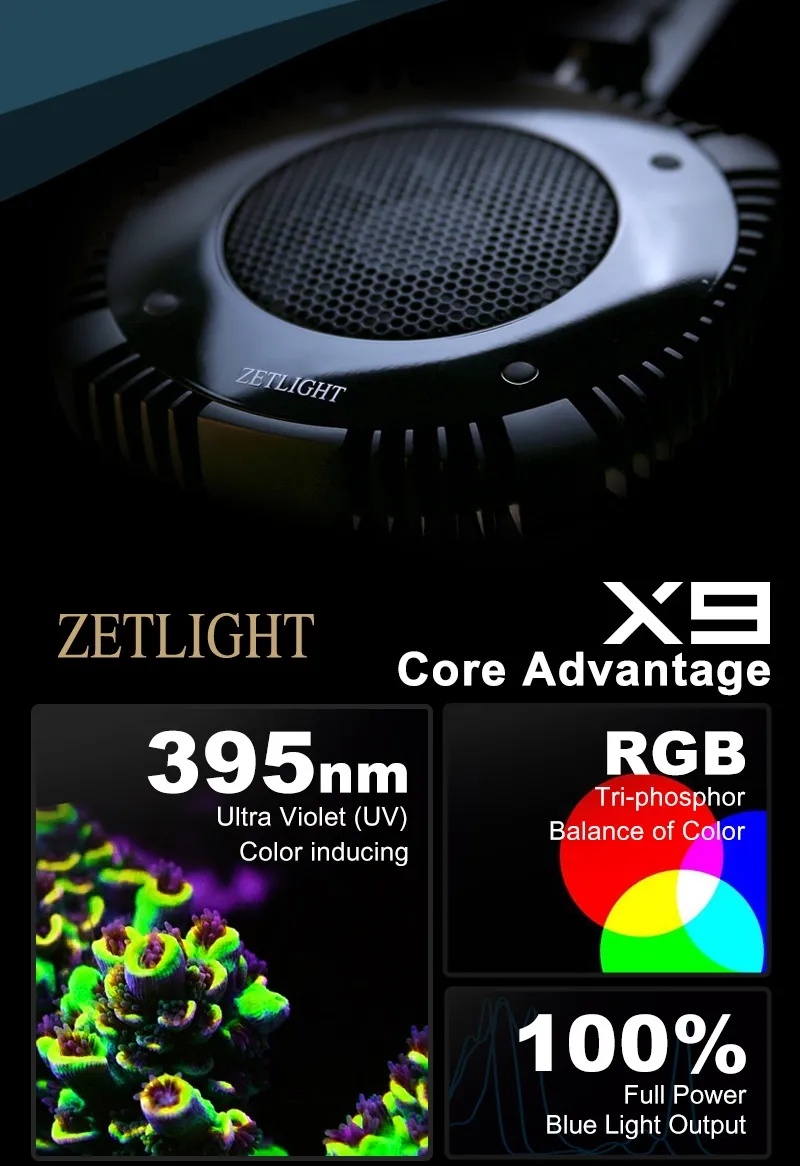 Zetlight X9 PRO 96W Marine LED Reef Light with RGB Sunset Spectrum & App Control - Image 6