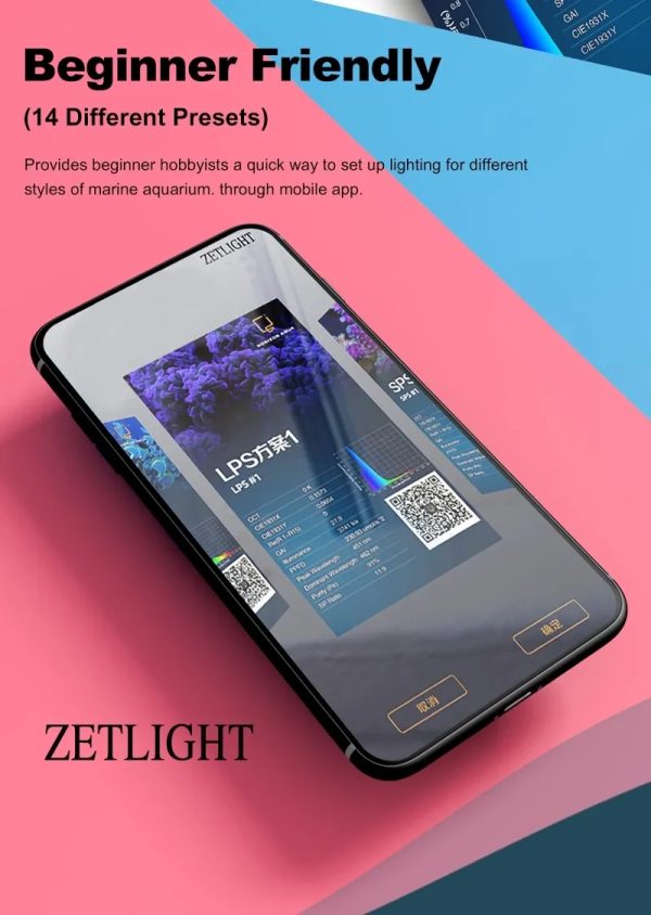 Zetlight X9 PRO 96W Marine LED Reef Light with RGB Sunset Spectrum & App Control