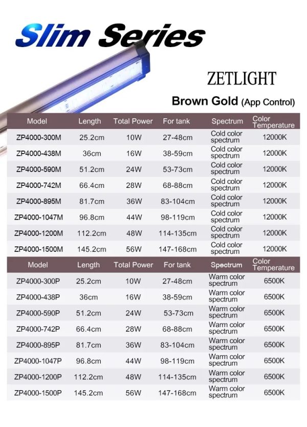 Zetlight Lancia WiFi Freshwater LED Light (300P–1500P) – App Controlled Planted Aquarium Lighting