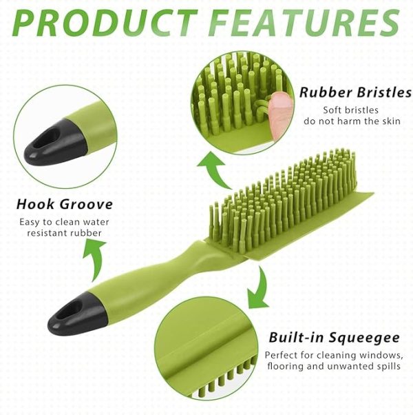 Green Meadow Rubber Fur Accumulator Brush – Hair Removal & Grooming Brush