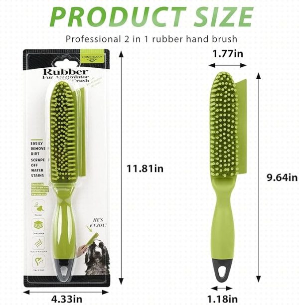 Green Meadow Rubber Fur Accumulator Brush – Hair Removal & Grooming Brush